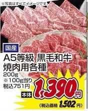 国産 ●A５等級　黒毛和牛焼肉用霜降り ２００ｇ