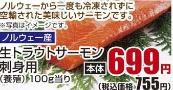 ノルウェー産 ●生トラウトサーモン刺身用（養殖） 2００ｇ