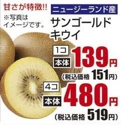 ニュージーランド産 ●サンゴールドキウイ ４個