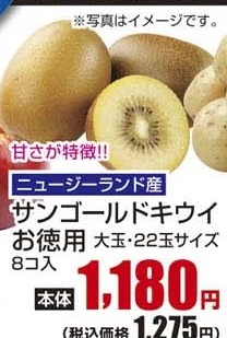 ニュージーランド産 ●サンゴールドキウイお徳用 大玉・22玉ｻｲｽﾞ8個入