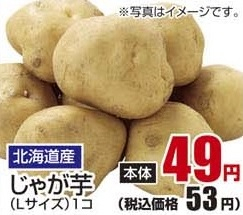 北海道産 ●じゃが芋 L1個