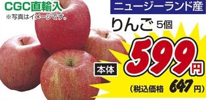 ニュージーランド産CGC直輸入 ●りんご ５個