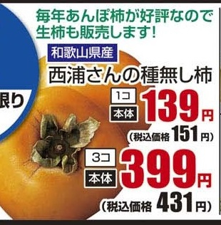 和歌山県産 ●西浦さんの種無し柿 1個