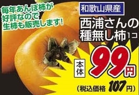 和歌山県産 ●西浦さんの種無し柿 1個